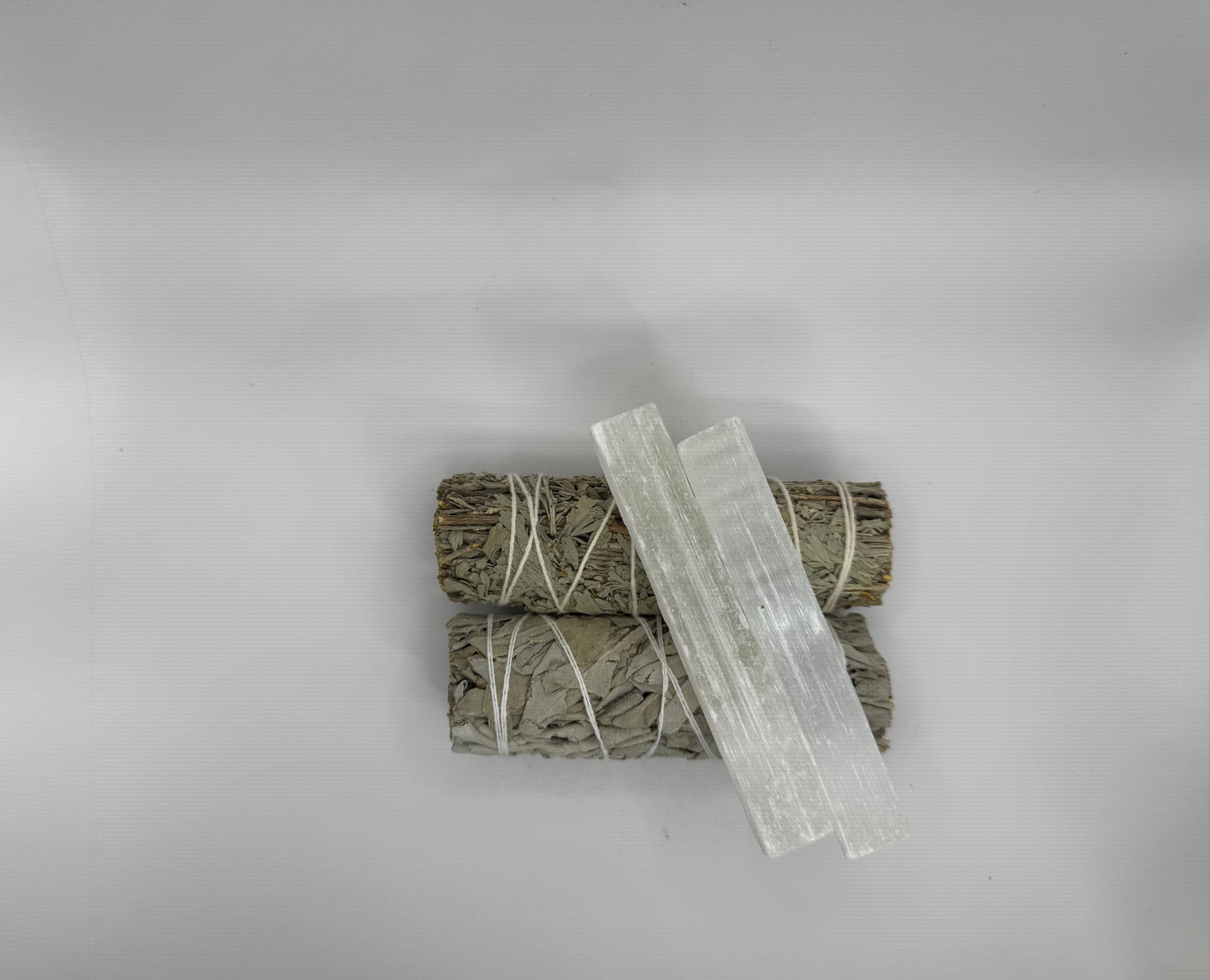 White Sage Smudge Stick with Selenite Crystal