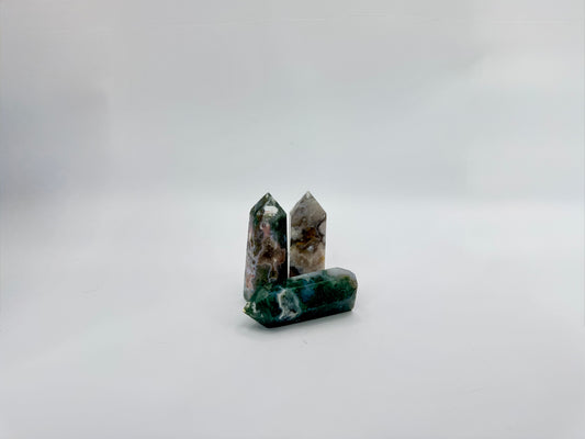 Moss Agate Mini Crystal Tower (Polished Point)