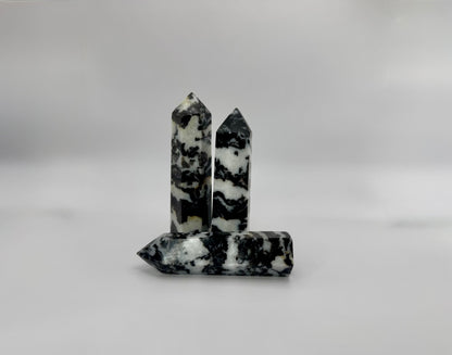 Zebra Jasper Crystal Tower – Balance, Grounding & Motivation