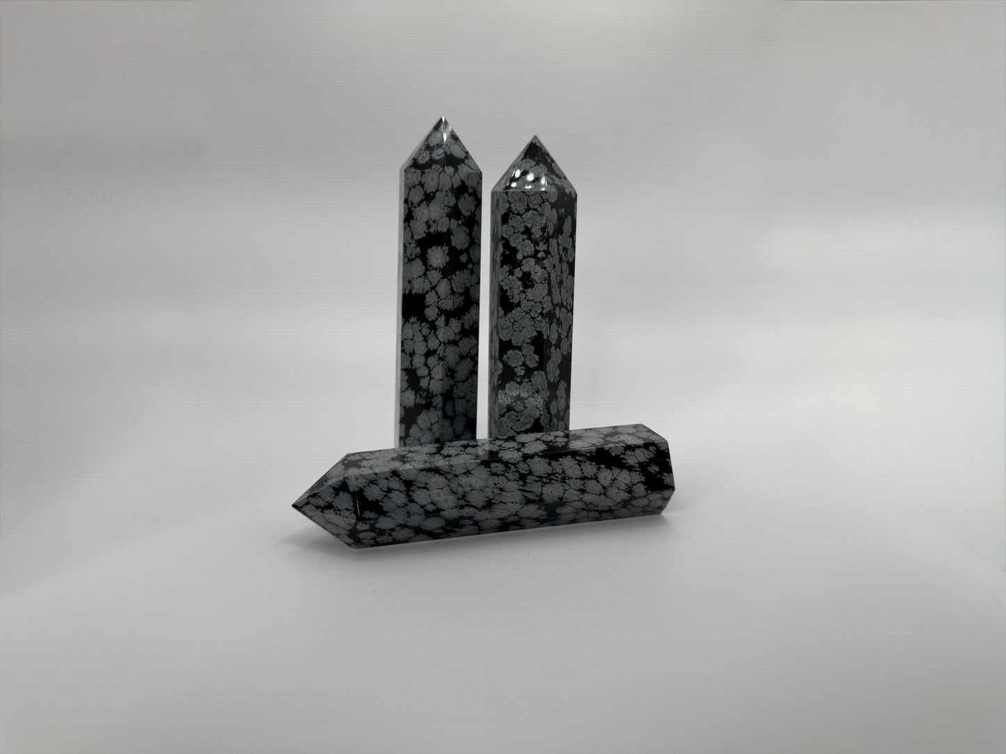 Snowflake Obsidian Crystal Tower – Protection, Balance &amp; Grounding