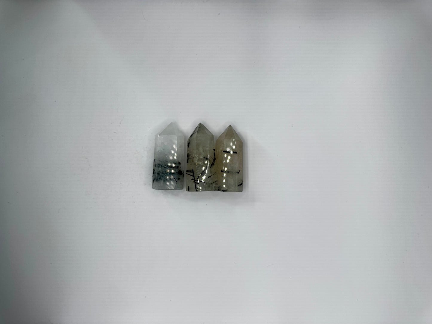 Mini Tourmalinated Quartz Crystal Tower – Protection, Balance & Energy Cleansing