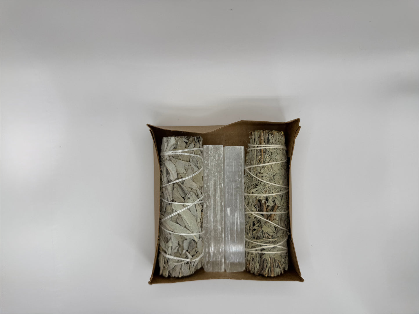 White Sage Smudge Stick with Selenite Crystal