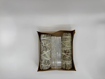 White Sage Smudge Stick with Selenite Crystal