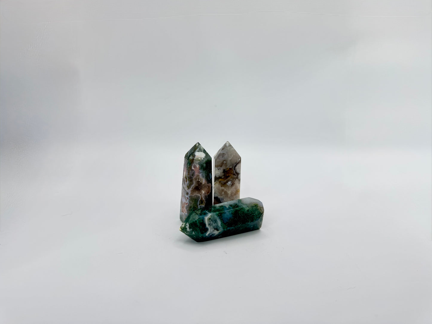 Moss Agate Mini Crystal Tower (Polished Point)