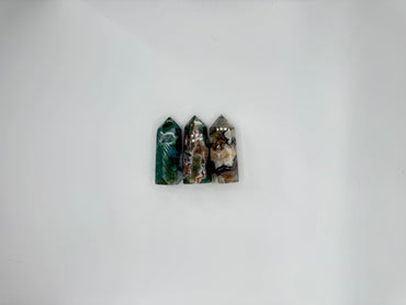 Moss Agate Mini Crystal Tower (Polished Point)