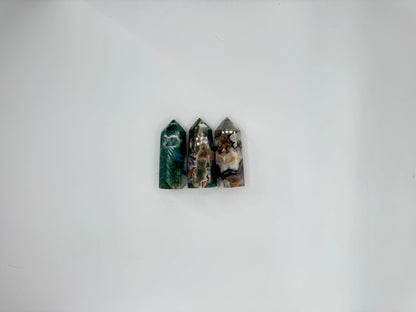 Moss Agate Mini Crystal Tower (Polished Point)
